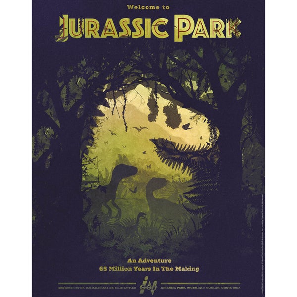 Sérigraphie Jurassic Park 25ème Anniversaire - Impression Fine Art Giclée par Ben Harman (Édition Limitée)