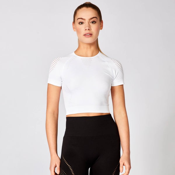 Shape Seamless Short-Sleeve Crop Top - Vit