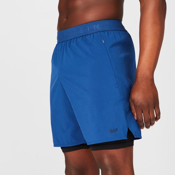 Zweilagige Power Shorts − Marineblau