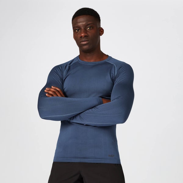 Elite Seamless Long-Sleeve T-Shirt – Indigo Blau