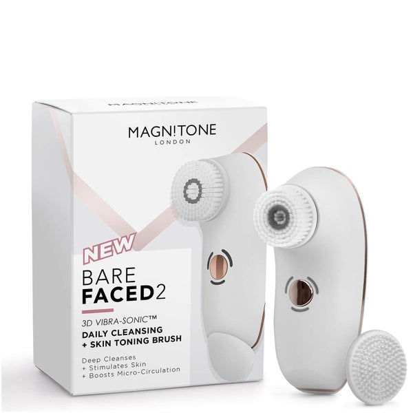 MAGNITONE London BareFaced 2 Daily Cleansing and Skin Toning Brush – White