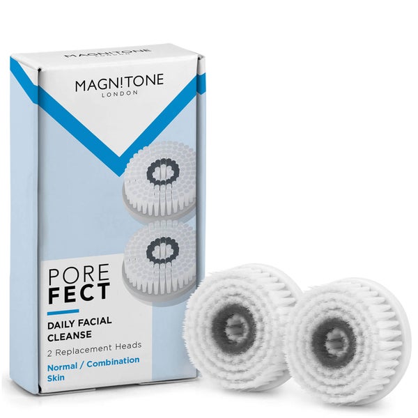 MAGNITONE London ベアフェイスド 2 ポアフェクト デイリー クレンジング ブラシヘッド - 2パック