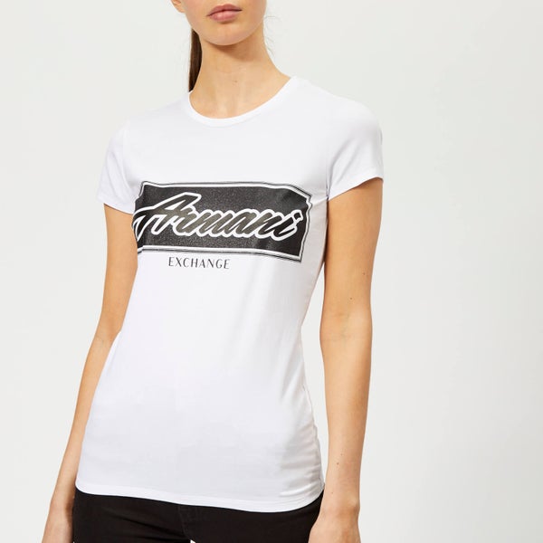 Armani Exchange Women's Crew Neck Logo T-Shirt - White