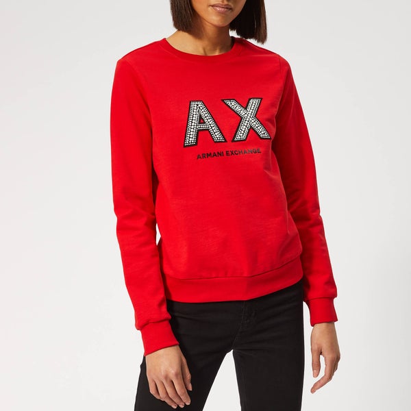 Armani Exchange Women's Beaded Logo Sweatshirt - Red