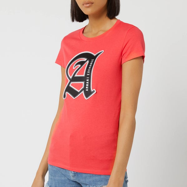 Armani Exchange Women's Square Logo T-Shirt - Pink