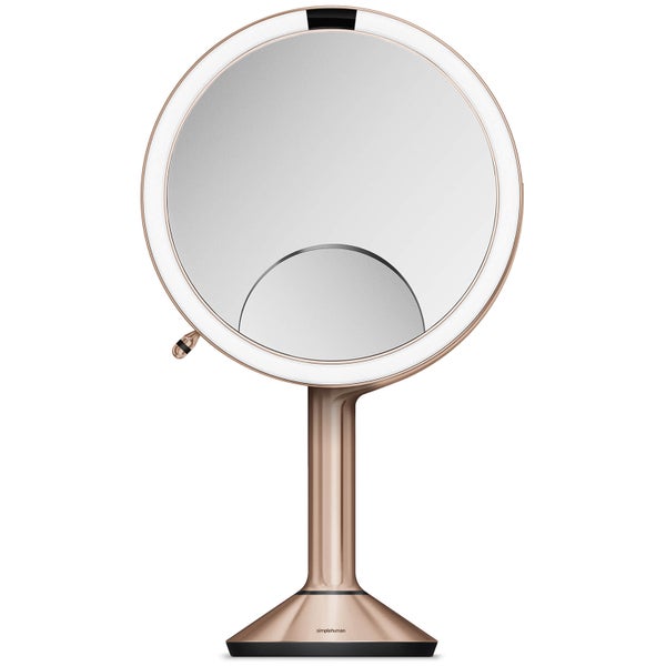 simplehuman Rechargeable Trio Sensor Mirror with Touch Control Brightness - Rose Gold 20cm