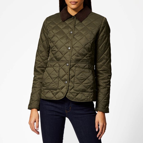 Barbour Women's Deveron Quilted Coat - Olive/Pale Pink