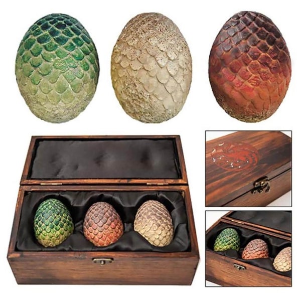 Artisan Designs Game of Thrones Dragon Egg Prop Replica Set in Wooden Box