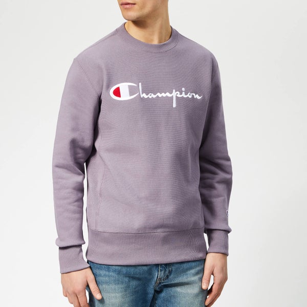 Champion Men's Crew Neck Script Sweatshirt - Purple