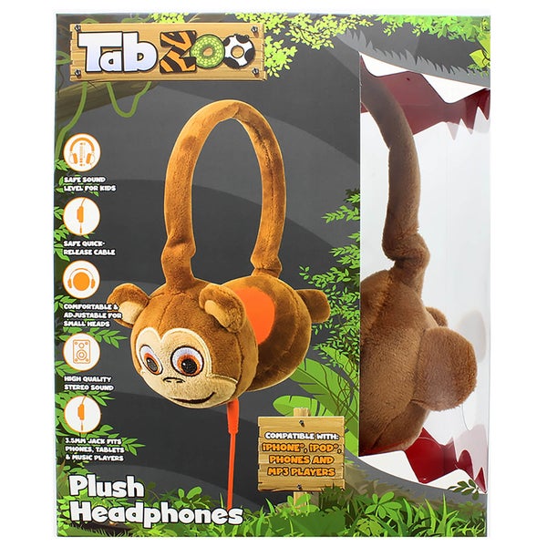 TabZoo Plush Monkey Childrens Wired Headphones