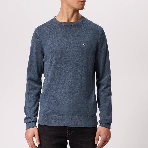 Tommy Hilfiger Men's Cotton Silk Crew Neck Sweater - Blue
