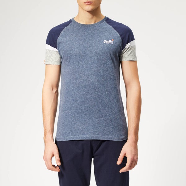 Superdry Men's Orange Label Engineered Sleeve Baseball T-Shirt - Pacific Blue Heather