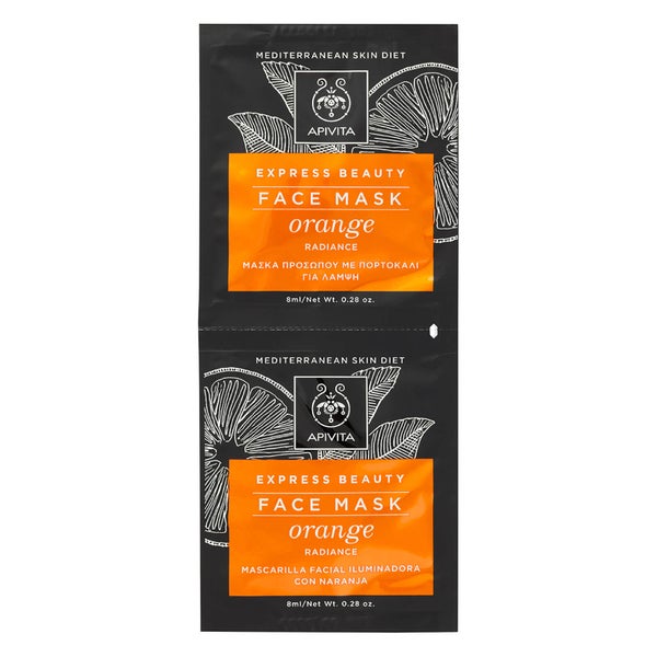 Маска для придания сияния коже лица с экстрактом апельсина APIVITA Express Radiance Face Mask — Orange 2x8 мл