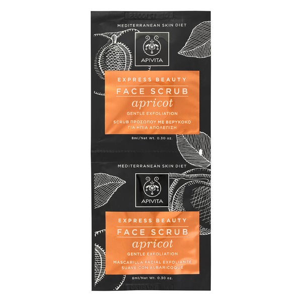 APIVITA Express Face Scrub for Gentle Exfoliation – Apricot 2 x 8 ml