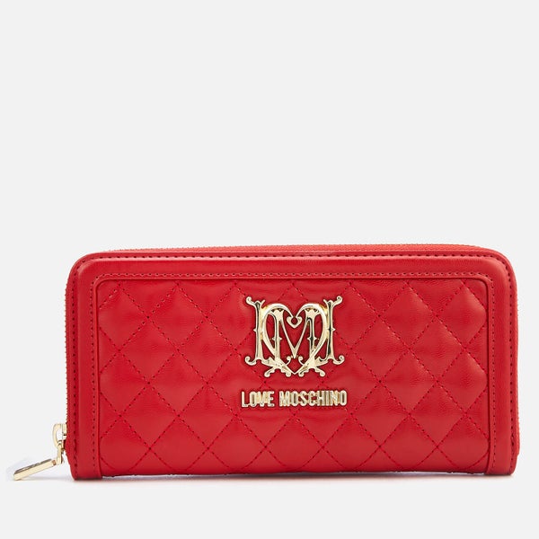 Love Moschino Women's Large Zip Around Quilted Wallet - Red