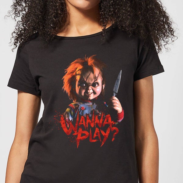 Camiseta Chucky Wanna Play? - Mujer - Negro