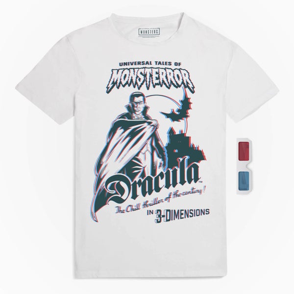 Zavvi Exclusive - Universal Monsters Dracula Limited Edition 3D Men's T-Shirt - White
