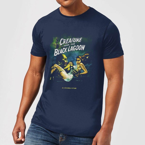 Universal Monsters Creature From The Black Lagoon Vintage Poster Men's T-Shirt - Navy