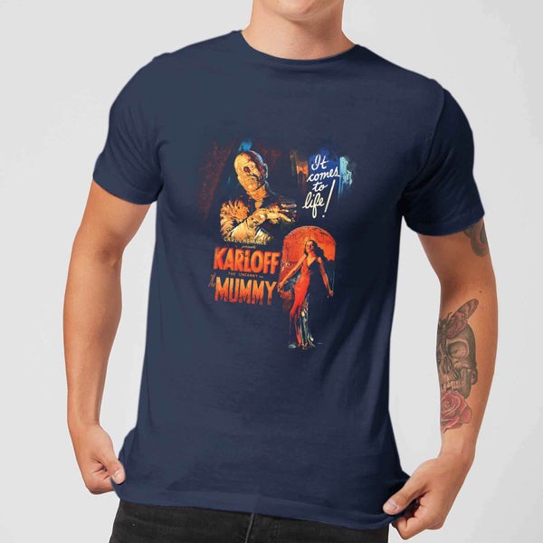 Universal Monsters The Mummy Vintage Poster T-shirt - Navy