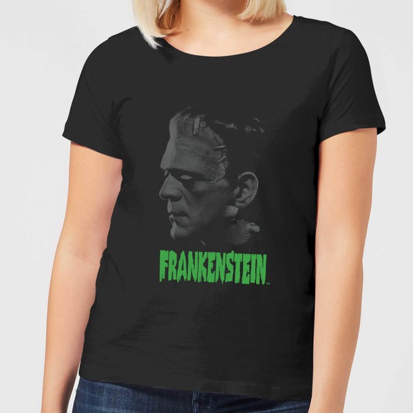 Universal Monsters Frankenstein Greyscale Women's T-Shirt - Black