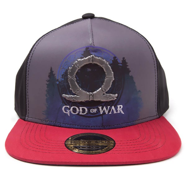 God of War Printed Metal Badge Snapback Cap - Grey