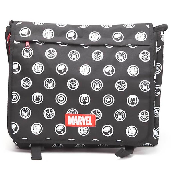 Marvel Comics Men's All Over Hero Crests Messenger Bag - Black