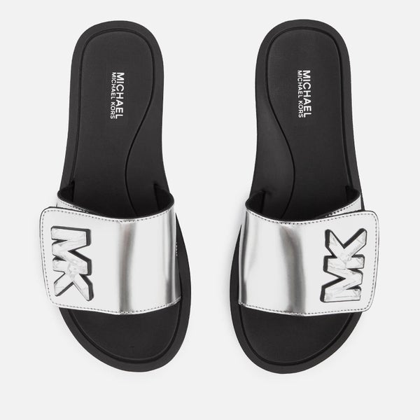 MICHAEL MICHAEL KORS Women's MK Slide Sandals - Silver