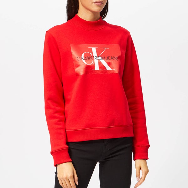 Calvin Klein Jeans Women's Monogram Satin Box Sweatshirt - Racing Red