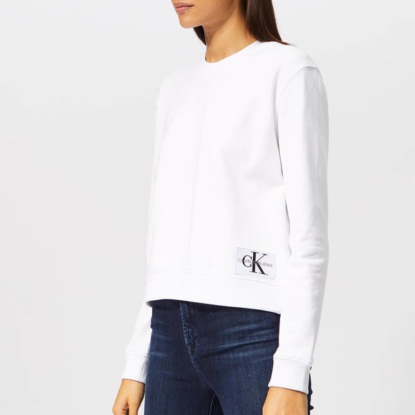 Calvin Klein Jeans Women's Boxy Monogram Badge Sweatshirt - White