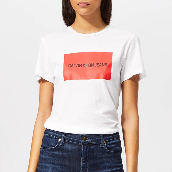 Calvin Klein Jeans Women's Institutional Box Slim Fit T-Shirt - White