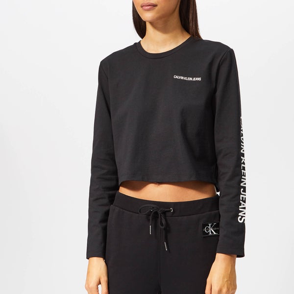 Calvin Klein Jeans Women's Long Sleeve Cropped T-Shirt - Black