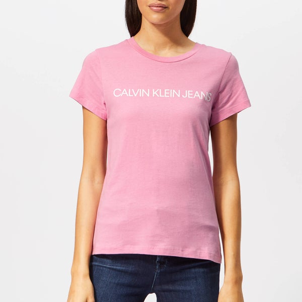 Calvin Klein Jeans Women's Institutional Logo Slim Fit T-Shirt - Begonia Pink