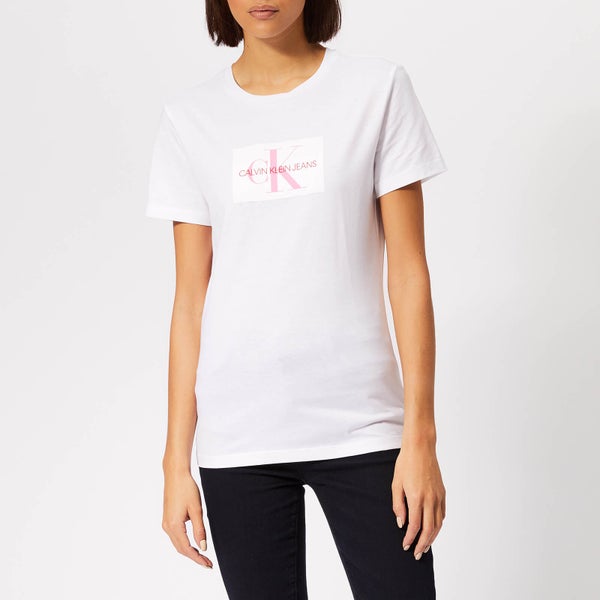 Calvin Klein Jeans Women's Flock Monogram Slim T-Shirt - White