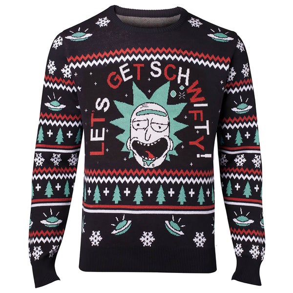 Rick and Morty Let's Get Schwifty Christmas Knitted Jumper - Black
