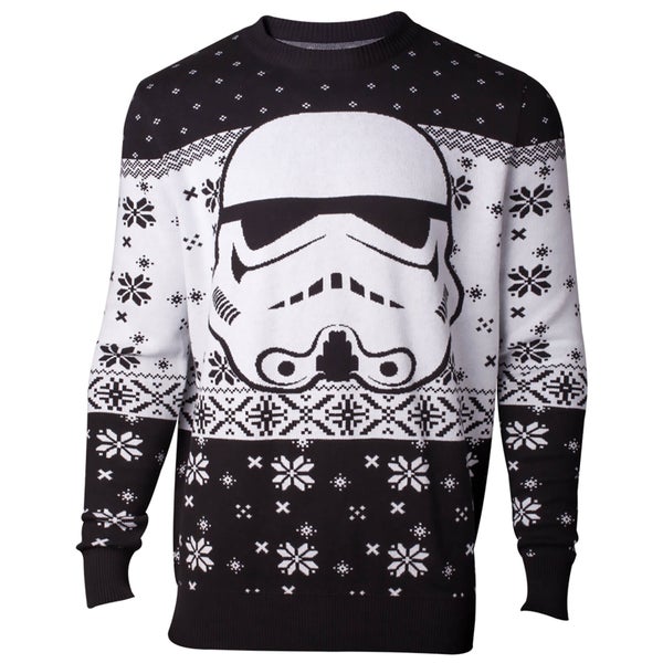Star Wars Stormtrooper Head Christmas Knitted Jumper - Black