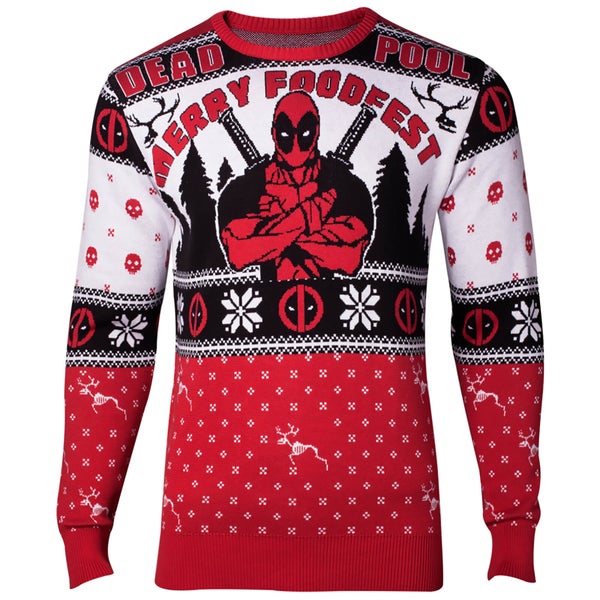 Marvel Deadpool Christmas Knitted Jumper - Red