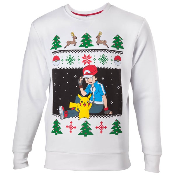 Pokémon Christmas Knitted Jumper - White