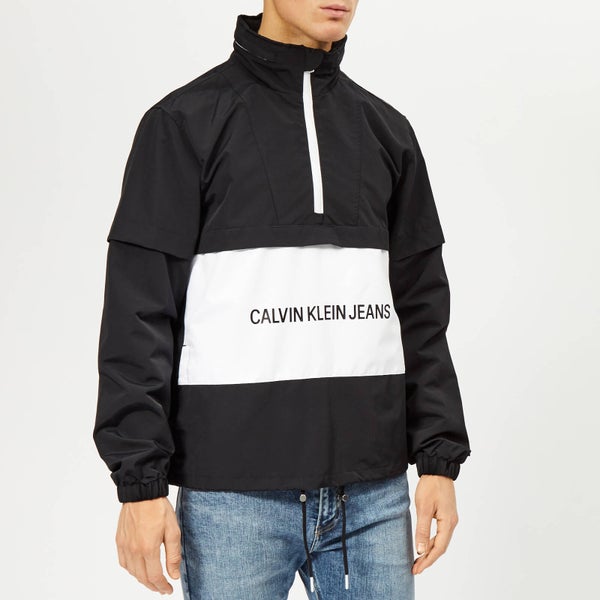 Calvin Klein Jeans Men's Institutional Logo Pop Over Jacket - Black/White