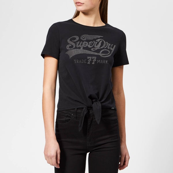 Superdry Women's Deluxe 77 Knot Front T-Shirt - Black