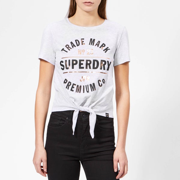 Superdry Women's Premium Co 23 Knot Front T-Shirt - Ice Marl