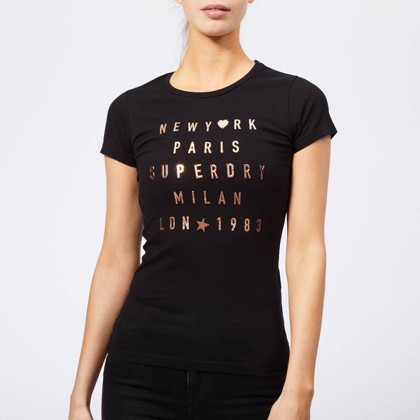 Superdry Women's City Letters T-Shirt - Black
