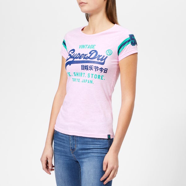 Superdry Women's Shirt Shop Varsity Entry T-Shirt - Pastel Pink Marl