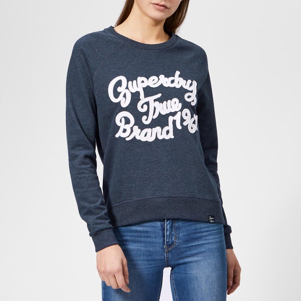 Superdry Women's Piper Broderie Crew Neck Sweatshirt - Indigo Navy Marl