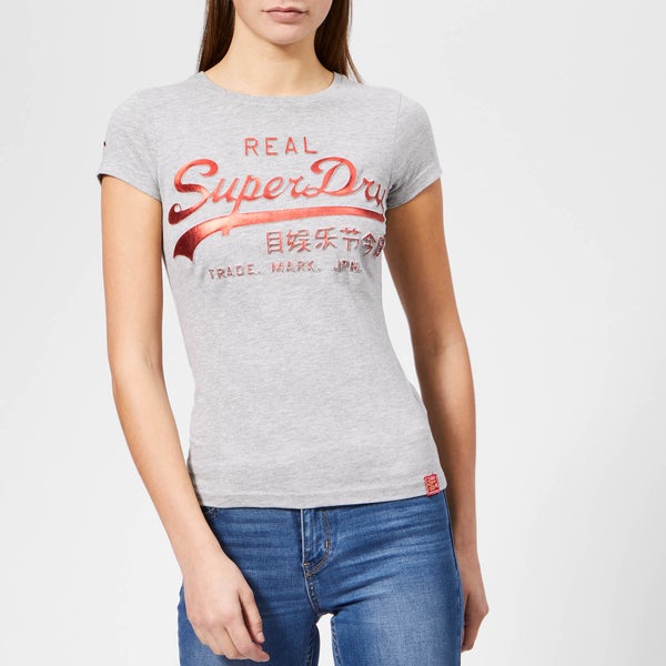 Superdry Women's Vintage Logo Cny Emboss Foil Entry T-Shirt - Grey Marl