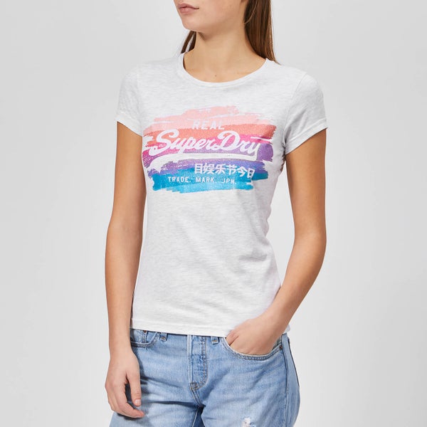 Superdry Women's Vintage Logo Painted Rainbow Entry T-Shirt - Ice Marl