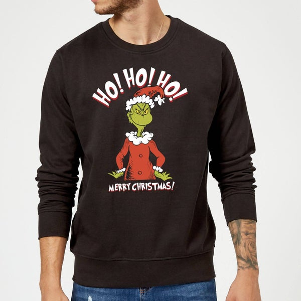 The Grinch Ho Ho Ho Smile Christmas Sweater - Black
