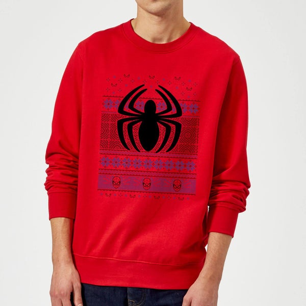 Marvel Avengers Spider-Man Logo Pull de Noël - Rouge