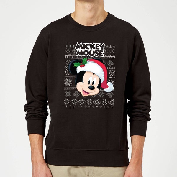 Disney Classic Mickey Mouse Weihnachtspullover – Schwarz