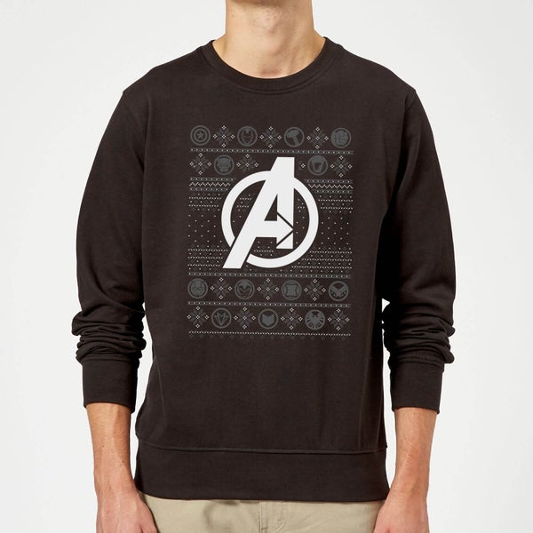 Marvel Avengers Logo Weihnachtspullover – Schwarz