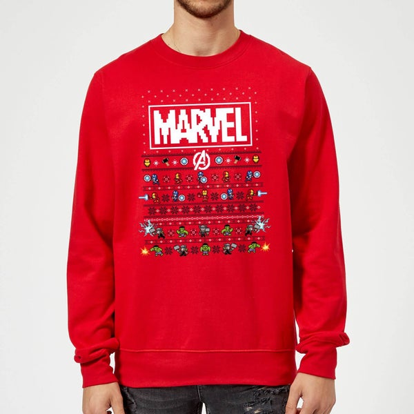 Marvel Avengers Pixel Art Pull de Noël - Rouge